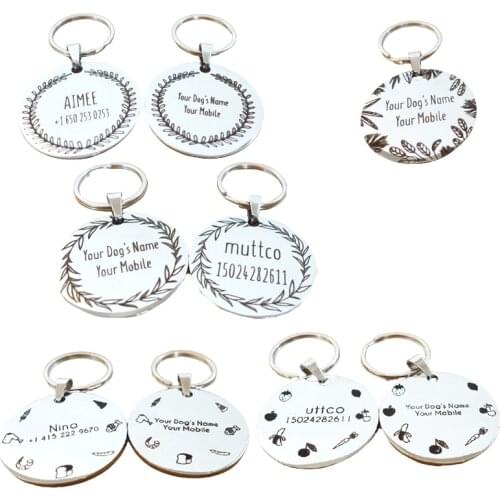 Custom Cat Dog Tags Silver Engraved Stainless Steel Pet Cat ID Tag Name Dog Personalized Tag For Cat Dog Collar Pet Accessories