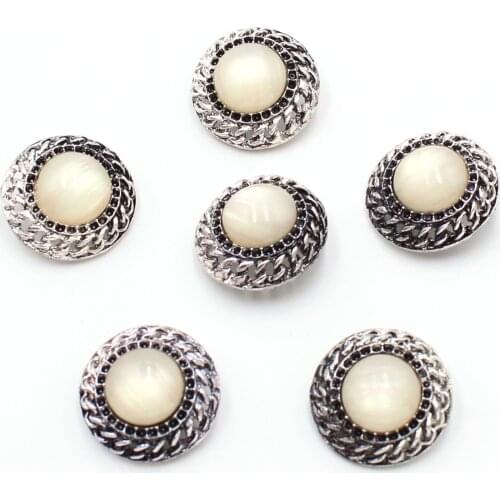 ZMASEY 10Pcs new alloy ivory white buckle resin button, DIY hand-sewn clothing and hair accessories decorative accessory buckle