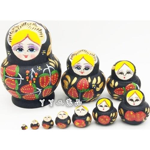 10pcs/set Wooden Traditional Matryoshka Dolls Russian Dolls Baby Toy Nesting Dolls Hand Painted Home Decoration Birthday Gifts