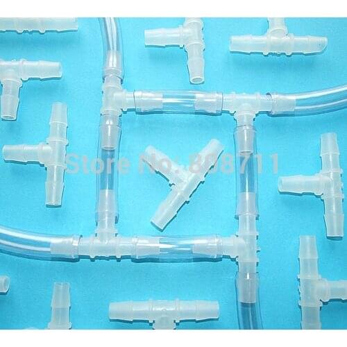 10pcs/lot 16mm Plastic Barbed Connector, TEE Tube Joiner, Equal T Hose Pipe Fitting, for Medical, Aquarium, Scientific use