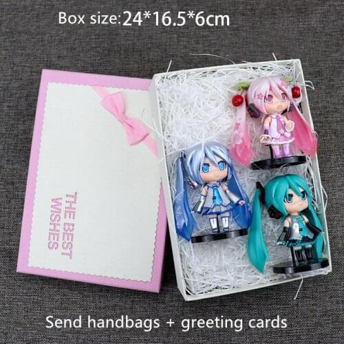 10CM Gift Box Anime Hatsune Miku Pink Cherry Blossom Hatsune Ghost Miku Q Version Doll PVC Action Figure Girl Model Toy Gift