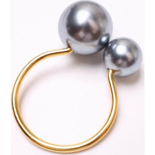 100PCS Pearls Napkin Rings U-Shaped Napkin Buckle for Dining Room Family Dinner Table Wedding Decor