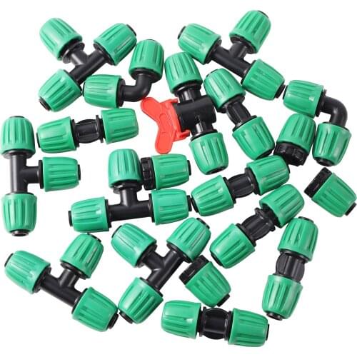 2 Pcs Straight Elbow Tee 16mm PE Pipe Locked ConnectorApplication Garden Greenhouse Lawn Irrigation Agriculture Watering etc