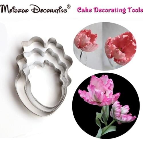 3Pcs Parrot Tulip Petal Flower cutter, Cake Decorating Tools Fondant Mold/tools/cutter Sugar Craft Mold Iris Flower Petal Mould
