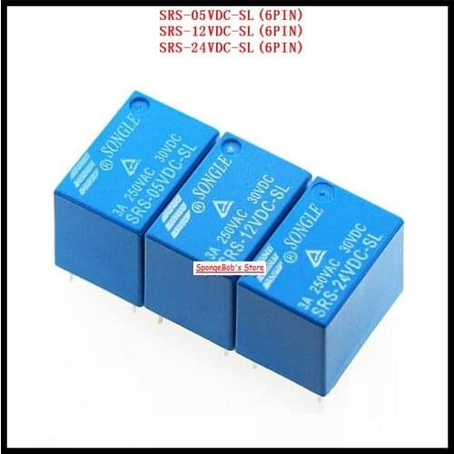 5pcs/Lot SRS-05VDC-SL / SRS-12VDC-SL / SRS-24VDC-SL SONGLE Power Relay 6Pins 5V 12V 24V 4100F