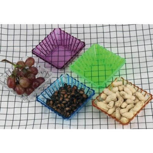 Cocktail Snack Trays Square Lace Crystal Plastic Snack Plate Candy Snack Tray Fruit Bowl 5PCS One set