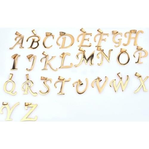 5Pcs Stainless Steel Golden Letter Alphabet A~Z Charms Pendant Handmade Bracelet Necklaces Jewelry Making