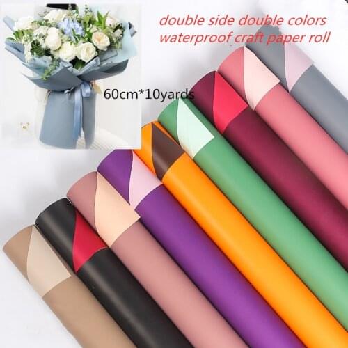 10yards Double Color Craft Paper Roll 60cm Waterproof Wrapping Paper Flower Gift Packing Paper Wedding Birthday Party Supplies