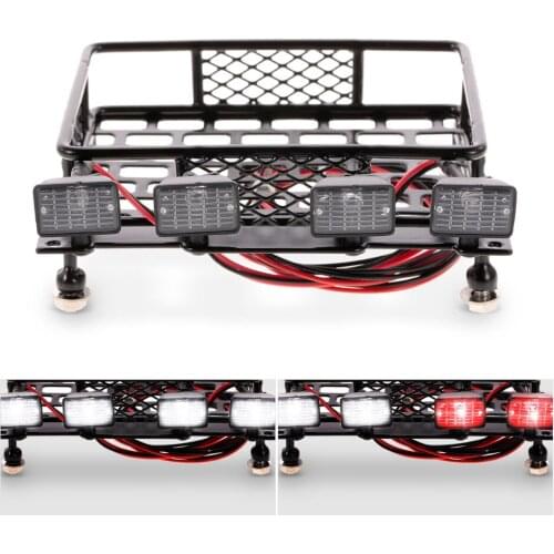 Roof Rack Luggage Carrier with Square Light Bar for 1/10 RC Crawler Axial SCX10 D90 110 Traxxas Tamiya HSP RC Car Parts