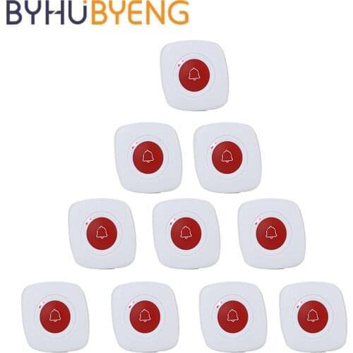 BYHUBYENG 10Pcs White Red Waterproof Wireless Waiter Button For Disability Emergency Call Service Calling Paging System Pager