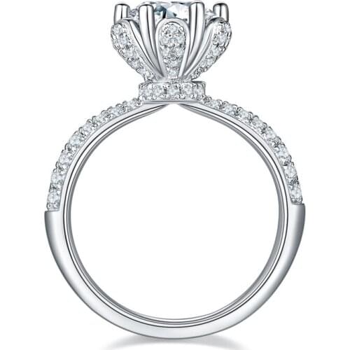 BOEYCJR 925 Flower bud 1.5ct/2ct/3ct F color Moissanite VVS Engagement Wedding Diamond Ring national certificate for Women