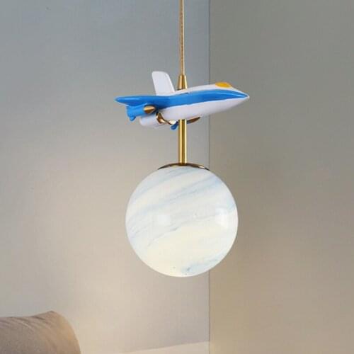 Childrens Room Pendant Lights Boy Girl Bedroom Lamp Creative Plane Hanging Chandelier Light Fixtures for Ceiling Home Decor LED