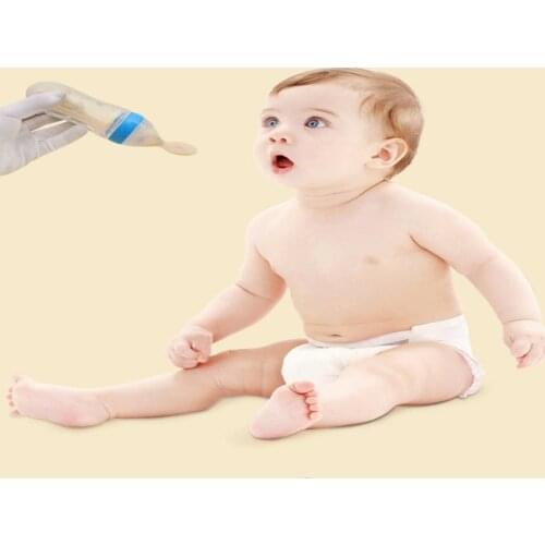 90ml Baby Squeezing Feeding Spoon Silicone Feeding Bottle Training Spoon Infant Cereal Food Spoon Infant Cereal Supplement