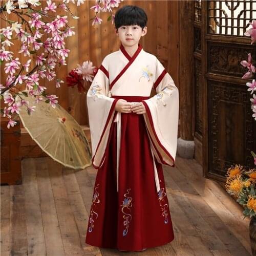 Hanfu Ancient Chinese Traditional Costume Clothing Set For Kid Boy Girl Folk Dance Hanfu Stage Dance Performance Dress 12265