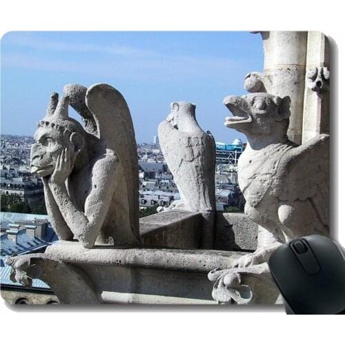 Gaming Mouse Mat,Paris France Notre-Dame Tourism Mouse Pad Stitched Border