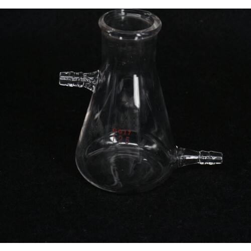 125ml Glass Filtering Flask Lab Bottle With Double 10mm Hose Vacuum Adapter