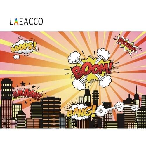 Laeacco Personalized Custom Birthday Superhero Party City Scene Photographic Backgrounds Photography Backdrops For Photo Studio