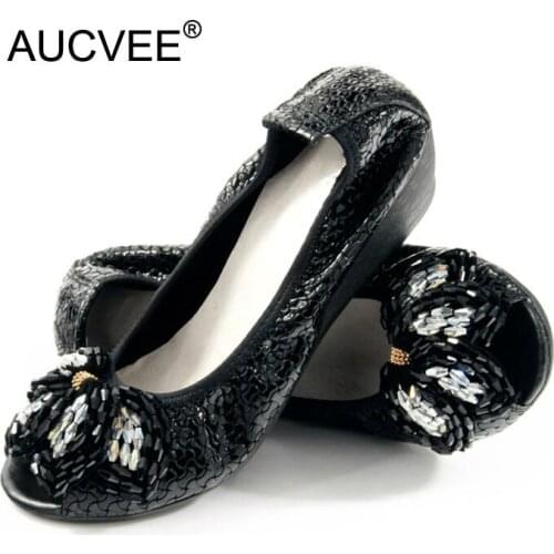 Hot Selling Women Casual Middle Height Low Wedge Shoes New Fashion String Beaded Open Toe Women Wedges Ladies Office Work Shoes