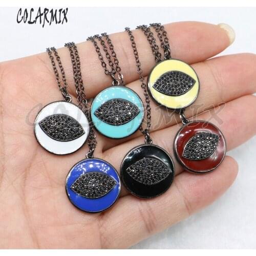 Fashion High quality Round eyes pendant necklace Slim chain necklace micro pave elegant necklace jewelry gift to lady 5084