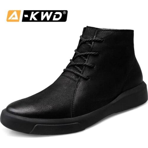 Fashion Shoes 2019 Winter Boots for Men High Top Work Shoes Bottines Homme Genuine Leather Mens Winter Shoes Casual Men Boots 44