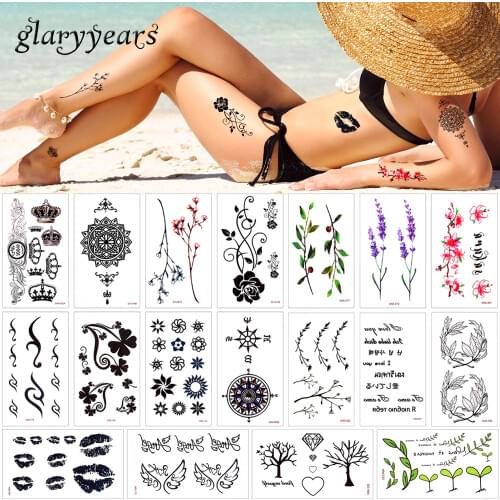10.5*6cm glaryyears 5 Pieces/set Colored Drawing Flower Tattoo Beauty Temporary Decal Small Body Art Tattoo Sticker SY-A WM 2019