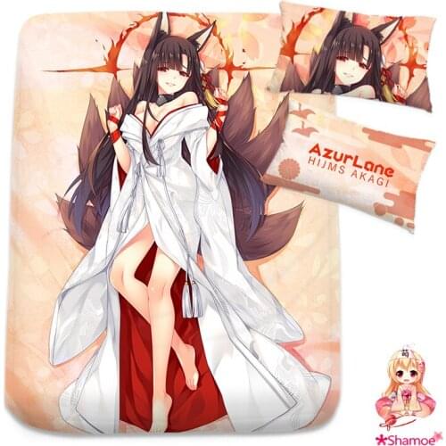 Anime Cartoon Cosplay Azur Lane Hijms Akagi Mattress Cover Fitted Sheet Fitted cover bedspread counterpane