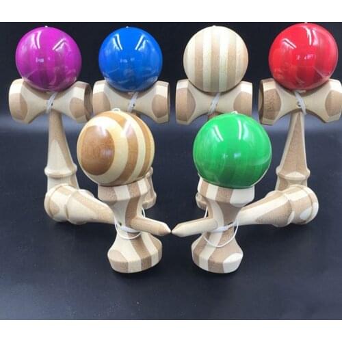 New Colors Random Bamboo Kendama Skillful Juggling Ball Toy For Children Adult Toy Professional Bamboo Kendama Toy