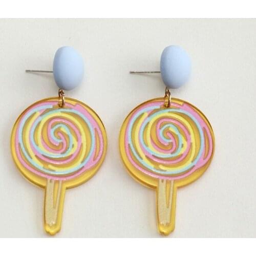 New Funny Aesthetic Sweet Multi-color Lollipop Korean Earrings Ins Vintage Acrylic Earrings for Women Fashion Jewelry
