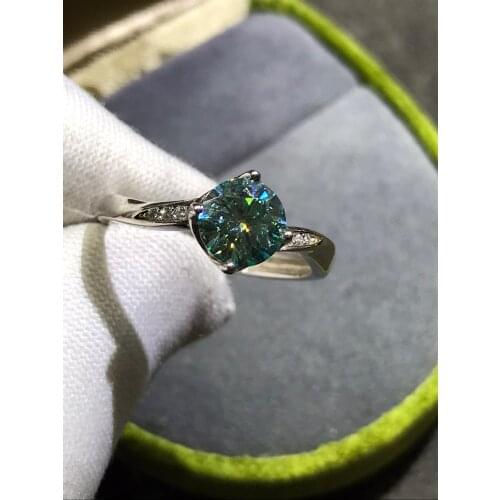 Brilliant Cut Green Moissanite Wedding Ring Silver 925 Original 1 Carat Diamond Test Past Round VVS1 Gemstone Party Rings Gift
