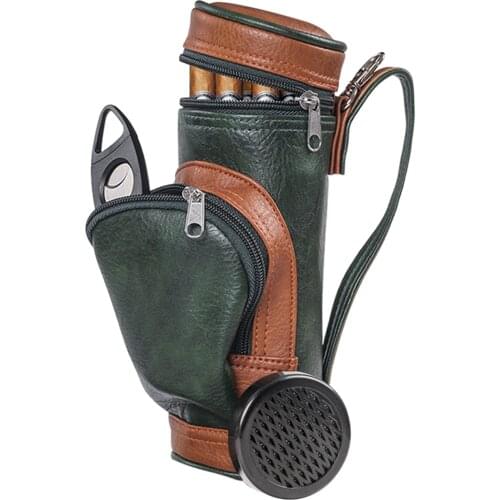 PU Bag Cigar Holder Hold 8 Cigars Case W/ Cigar Cutter and Humidifier Cigar