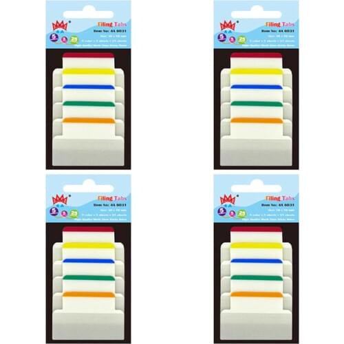 4A Durable File Tabs,Divider Tabs,Page Marker Index Label Flags,Transparent Stickers, 25 Pads/set,4 Sets,4A 6031x4
