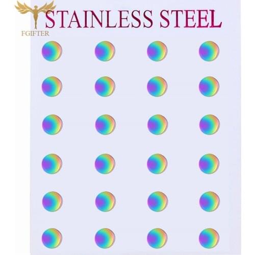 Simple Small Earrings for Women Geometric Circle Stud Earrings Stainless Steel Jewelry Set Wholesale Fashion Lady Accessories