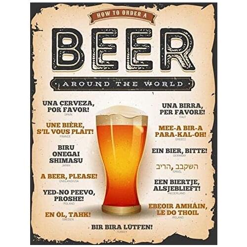 Advertising Wall Plaque Decorative Tin Metal For Pub Shed Man Cave - Beer Lager Around World Quotes Metal Sign