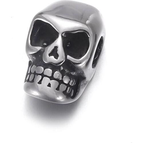 Stainless Steel Skull Bead Spacer Polished 2.5mm Hole Beads Metal Charms DIY Bracelet Jewelry Making Accessories