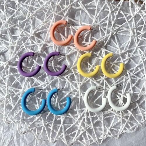UJBOX Japanese Korean Candy Color Resin Acrylic Earrings for Women Girls Pink Purple Blue Yellow Hoop Earrings Jewelry