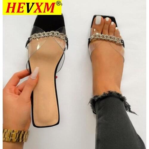 New Women Slipper Transparent Flats Women Beach Sandals Outdoor Casual Slides Chain Slippers 2021 Fashion Women Shoes Ladies