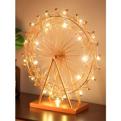 Nordic iron Ferris wheel small night lamps childrens room bedroom ornaments living room home night lamps Birthday presents