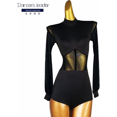 Latin Dance Tops Women Ballet Leotards Mesh Backless Practice Wear Ballroom Tango Waltz Costume Latin Competition Shirt