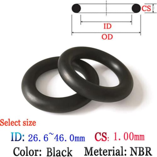 CS1.0mm ID9.0-22mm NBR FluoroRubber O-Ring Washer Seal Plastic gasket Silicone ring film oil and water seal gasket NBR material