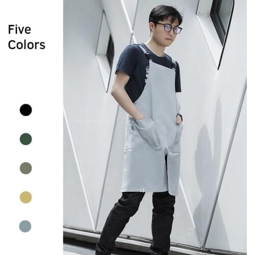 Waterproof Canvas Apron Literary Baking Shop Pottery Gardening Barista Outdoor Barbecue Work Clothes
