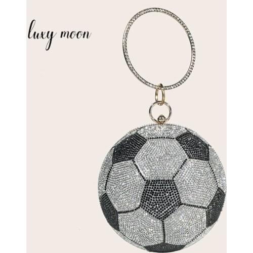 Diamond Womens Evening Clutch Bag Luxury Design Football Shape Wedding Party Purse and Handbag Chain Shoulder Bag ZD1926