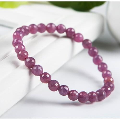6mm Natural Red Ruby Gemstone Crystal Faceted Cut Round Beads Stretch Bracelets For Women Fine Jewelry AAAAA