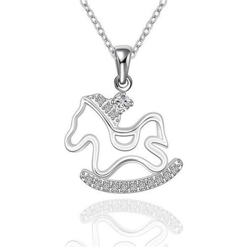 New 925 sterling silver cute animal classic jewelry pony zircon temperament simple female pendant necklace
