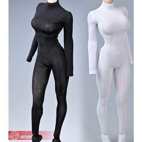 1/6 Female one-piece tights stretch ice silk clothing model for 12 inch action figure body