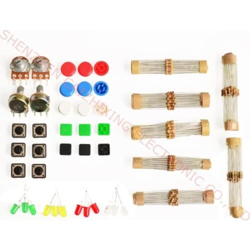 1 sets Handy Portable Resistor Kit for Arduino Starter Kit UNO R3 LED potentiometer tact switch pin header