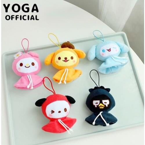 10Cm Kawaii My Melody Kitty Kuromi Pom Purin Sanrio Plush Stuffetd Doll Anime Figure Finger Doll Pendant Gift for Girls