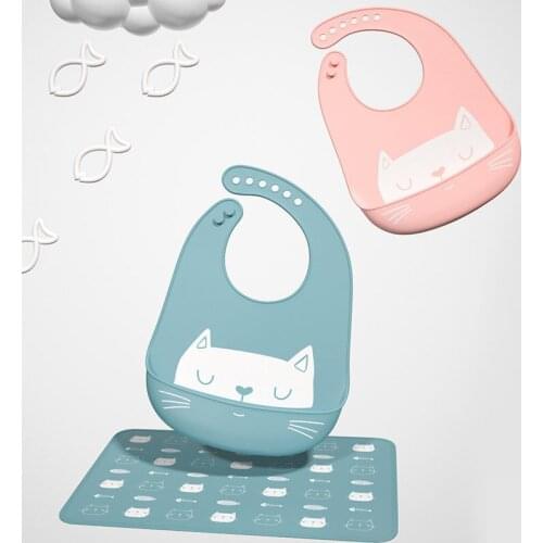 2pcs Baby Bibs Waterproof Silicone Feeding Infant Saliva Towel Newborn Cartoon Kids Child Bibs Adjustable Burp Cloths Bandana