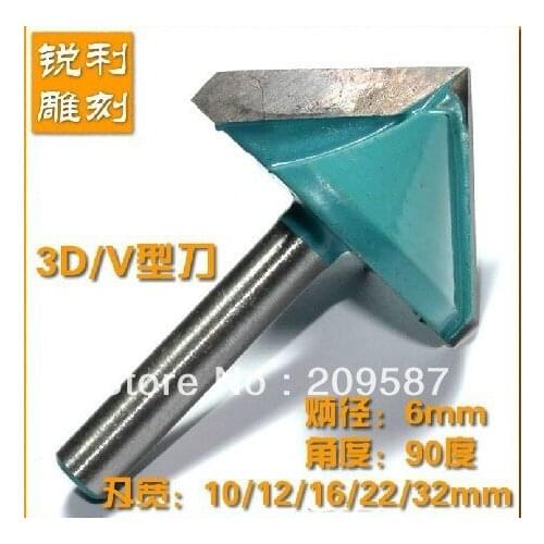 3pcs 6x22x90 degree CNC Router Bits, Wood Engraving Tools on 3D Carving Cutting Machine