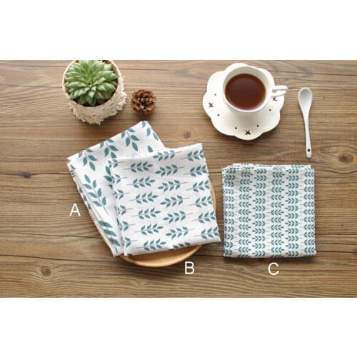 3pcs/lot Linen/ Cotton Leaves printing Dishtowel Napkin Kitchen Towel Cleaning Cloth Tea Towel Ultra durable pano de prato