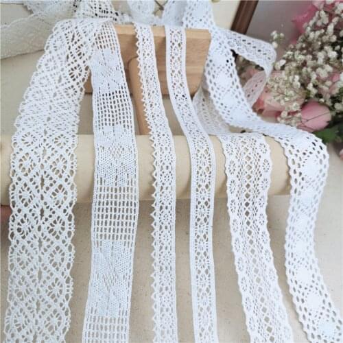 5M/lot 2-6cm wide 7 styles white hollow cotton lace ribbon clothing decoration lace gift box packaging accessories SC568